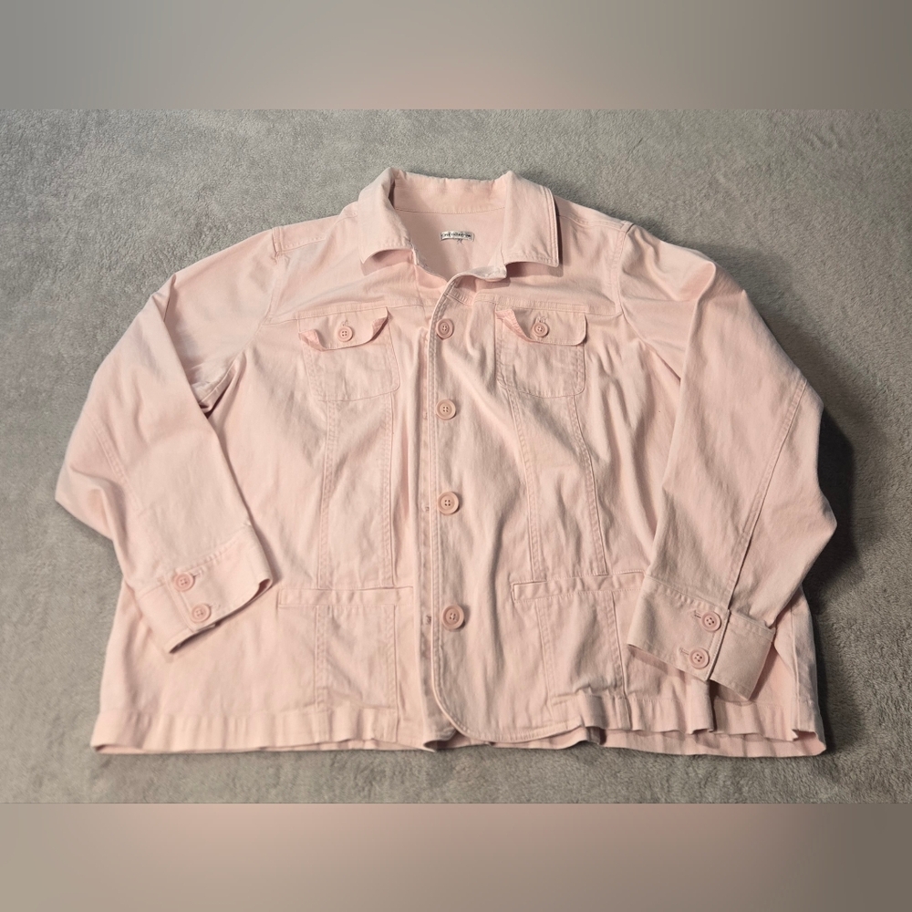 3X Women's Pink Blush Stretchy Croft And Barrow Jean Jacket Plus Size Super Soft